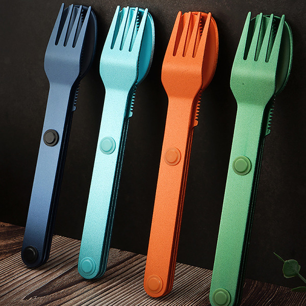 3 STK Bærbar campingutstyr Sett Connect Magnetic Fork Spoon Green
