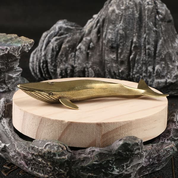 Antik messing solid hammerhaj blåhval figur miniature Feng Sh A10