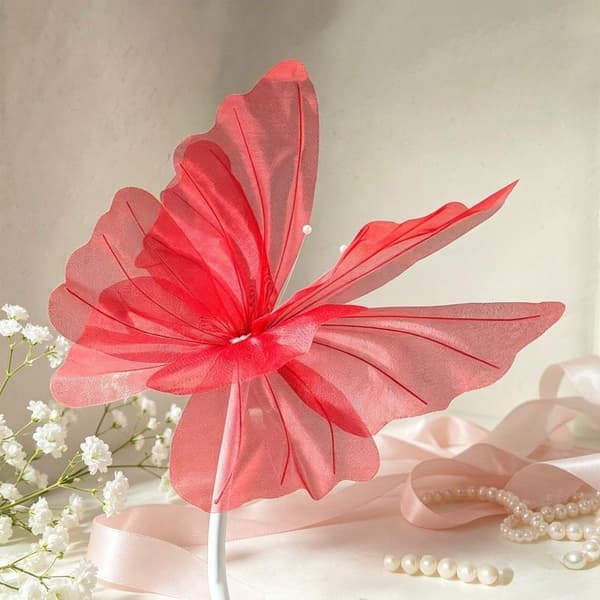 45-50cm Simulering Sommerfugl 3D Sommerfugl Kjøpesenter Bryllup Rose red