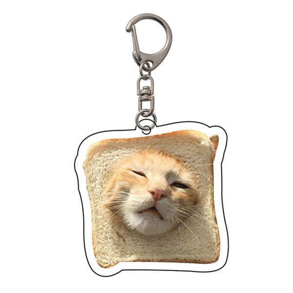 Creative e Toast Cat Akryl nøkkelring Morsom Kawaii Animal Penda B