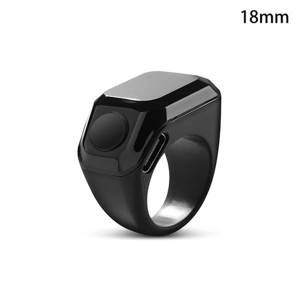 Bluetooth Digital Ring Finger Counter med OLED-skjerm Stille Black 18mm