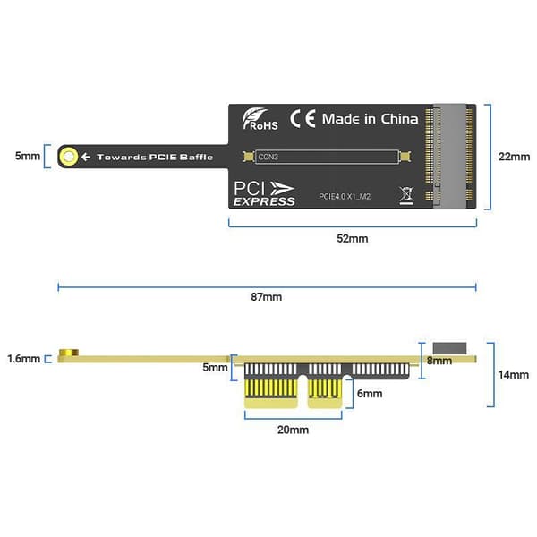 1 kpl PCIe Gen4 X1 - M2 NVMe SSD -sovitinkortti 16 Gbps suurnopeus A1