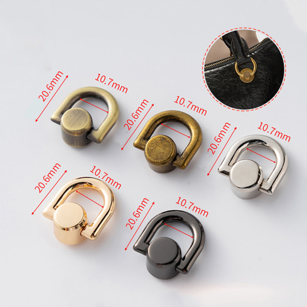 10 STK D-formet ringtaske Side Clip Spænder Metal Dobbelt Spænde H Copper 10PCS