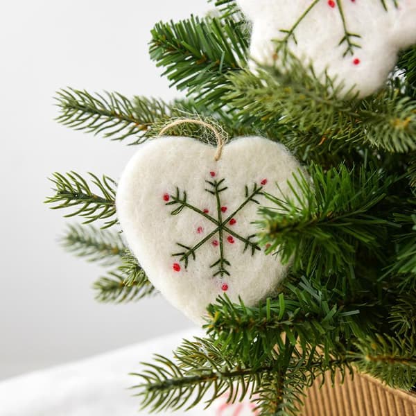 e Julefilt Snefnug Vedhæng Pentagon Juletræ Hjerte A7