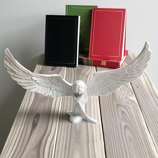Englevingefigur Moderne 3D Omfavn Englevingeskulptur Eng White