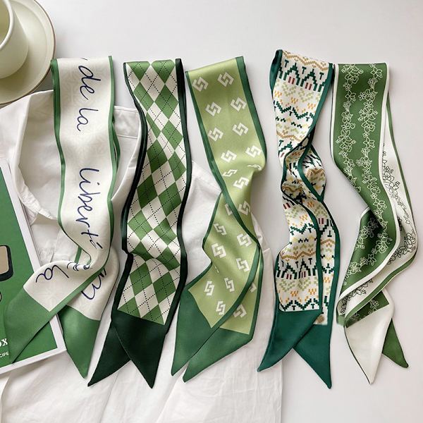 Printed liten sidenscarf n Summer Multifunctional Long Si A11