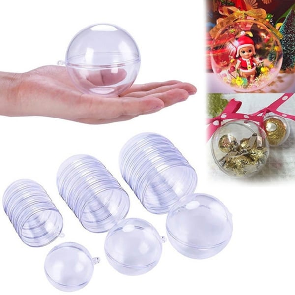 Transparent öppen plast juldekor Ball Bauble Ornament 8CM