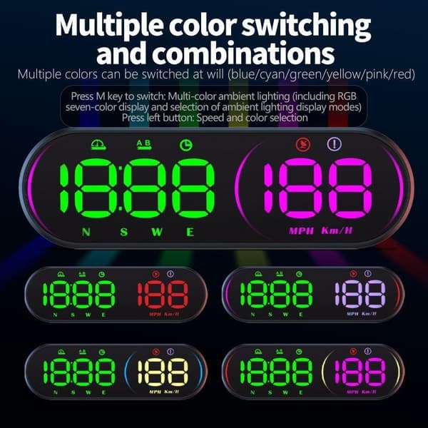 Bil HUD Head Up Display Speedometer GPS Hastighedsmåler med Kompas