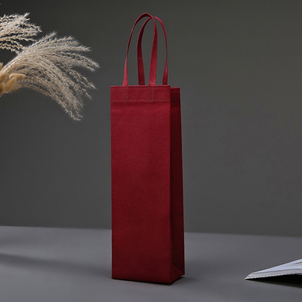 1 stk vinflaske gaveposer i non-woven stoff med håndtak for bryllup WineRedSingle