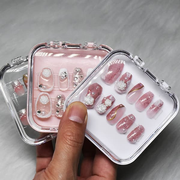 Akryl False Nail Storage Box Smycken Presentbox för DIY Press-o Black
