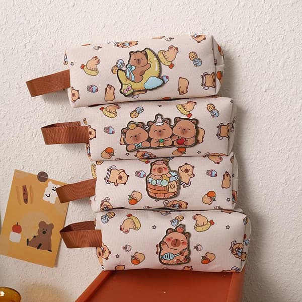 e Tecknad Capybara Pennfodral Kawaii Handväska Multifunktionell M A4