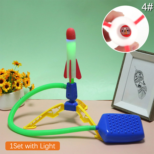 Kid Air Rocket Foot Pump Launcher Legetøj Flash Rocket Pedal Spil 4#-1Set with Light