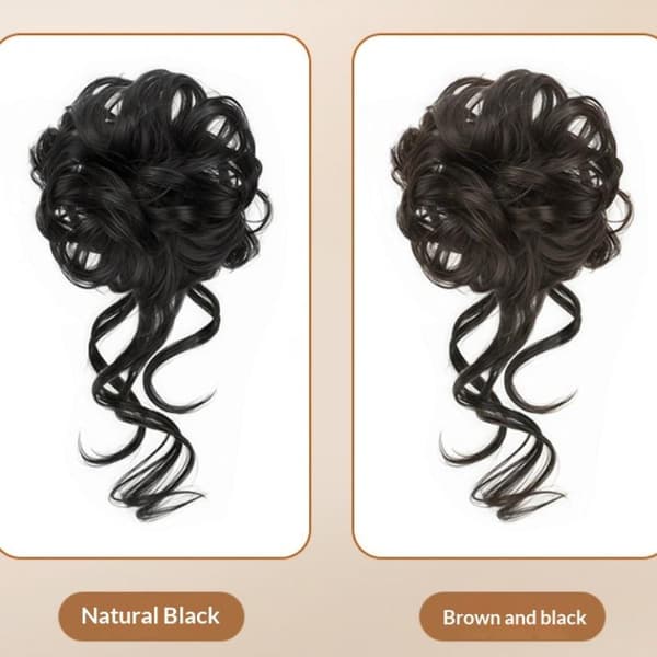 2 st lockig rörig bulle hårstycke scrunchie uppsättning täckhårförlängning Light brown