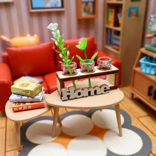 1 st 1:12 Dockhus Miniatyr Hydroponisk Trä Blomsterarrangemang A2