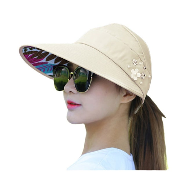 Sommerhatte Til Kvinder Foldbar Solhat Perleblomst Visir Suncr H