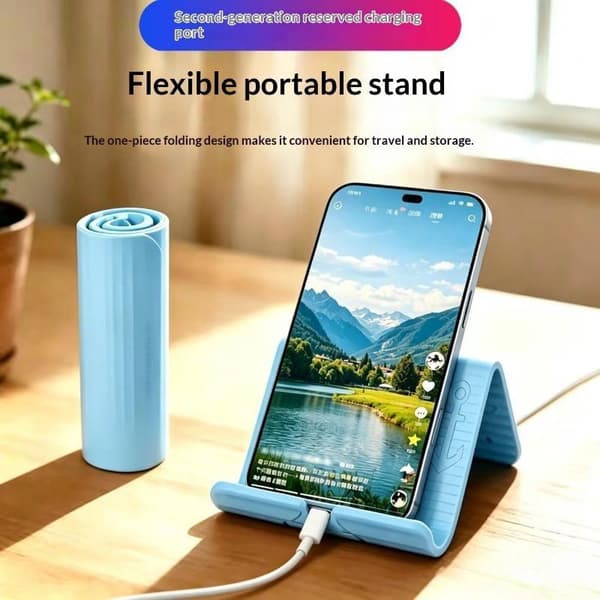 Sammenleggbar silikon- og aluminiumsholder Blue