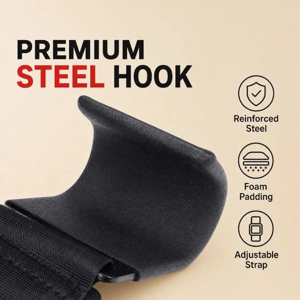 Dragkroksassistent handledskrok halkfritt grepp för tyngdlyftning gym Black B