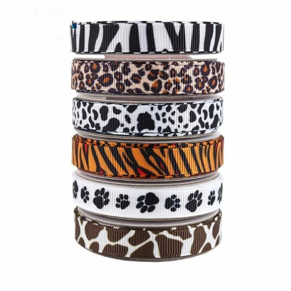 10 mm 5 yards zebra ko leopard print stofbånd til gør-det-selv tøj A9