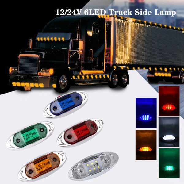 12V 24V Auto 6LED Signal Lys Side Marker Trailer Signal Lampe Yellow