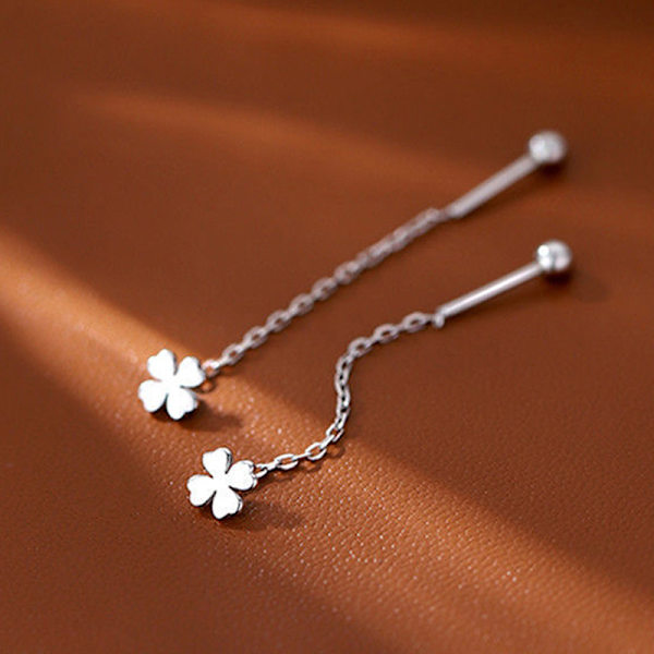 Enkel stil Box Chain Tassel Drop øredobber for kvinner Long Dang