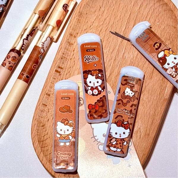 1/4/24 st Kawaii tecknad leopardmönstrad Hello Kitty mekanisk P A1