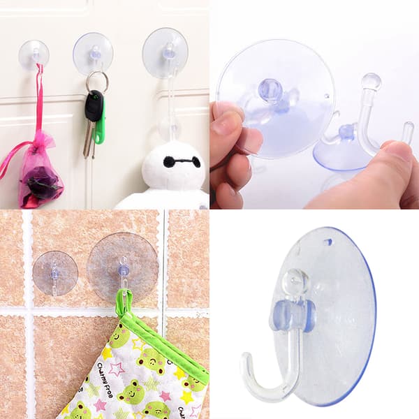 Transparenta väggkrokar Hängare Kök Badrum Sugkopp Sug 3.5cm