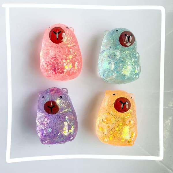 Tegneserie Capybara Dekompression Legetøj Blødt Glitter Gummy Fidget Legetøj A1