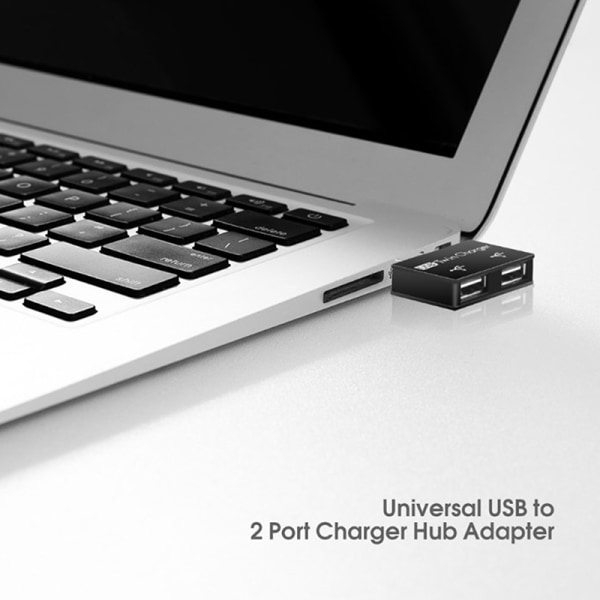 USB2.0 splitter 1 hann til 2 porter hunn USB-hub-adapter Black