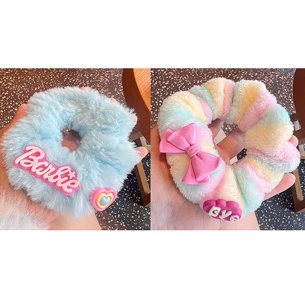 1 Stk Barbie Hår Scrunchies og Plys Hårreb Piger Hestehale Ha A3