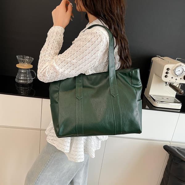 Stor kapacitet mulepose blød læder skuldertaske crossbody taske Gray