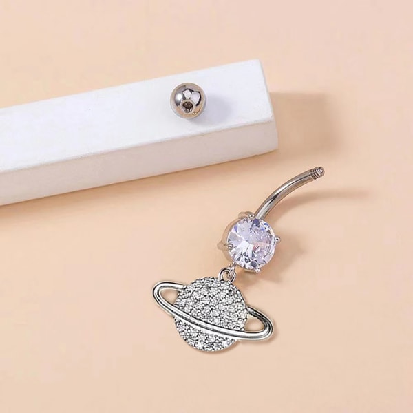 Sølvfarve Zircon Crystal Belly Button Ring Dingle Navl Pier A5