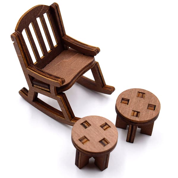 1/12 Dollhouse Mini Bordsstol Dockhus Möbeltillbehör A2
