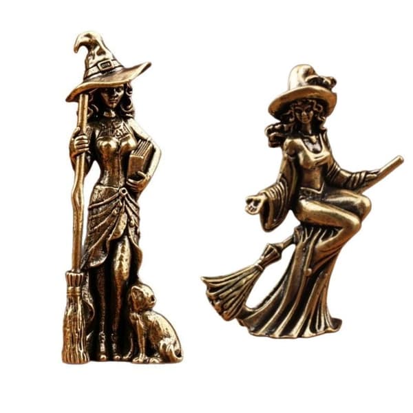 Messing Magisk Heksefigurer Miniatyrer Bordpynt Retro 2PCS