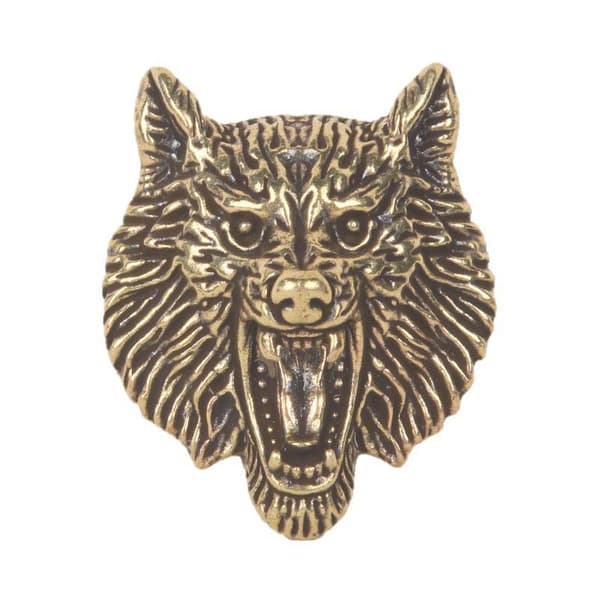 Mässing Varg Conchos Skruvmaterial Djurhuvud Design Läder 1pc