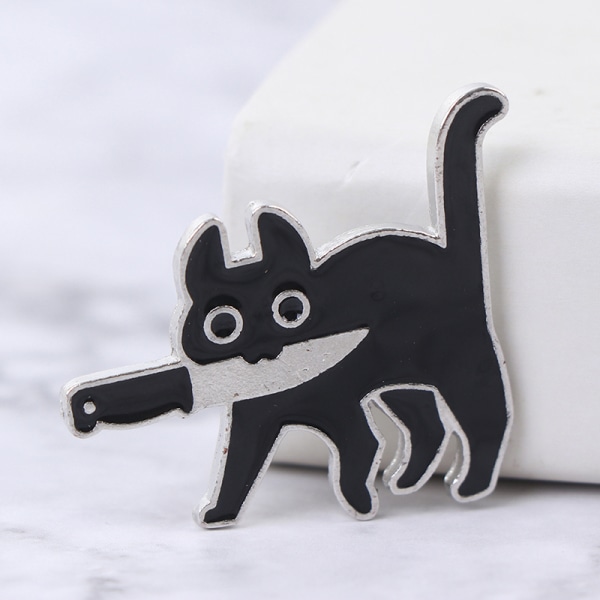 Sarjakuva Creative Black Cat Modeling Pop Emali Pin rintamerkit