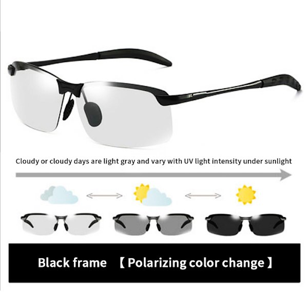 Polarisoidut aurinkolasit Miesten Photochromism Square Sun Glasses Out A