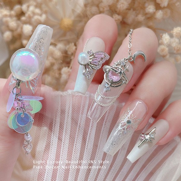 3st 3d Rosa Zircon Nails Smycken Diy Dekaler Crystal Gems Nail 3277