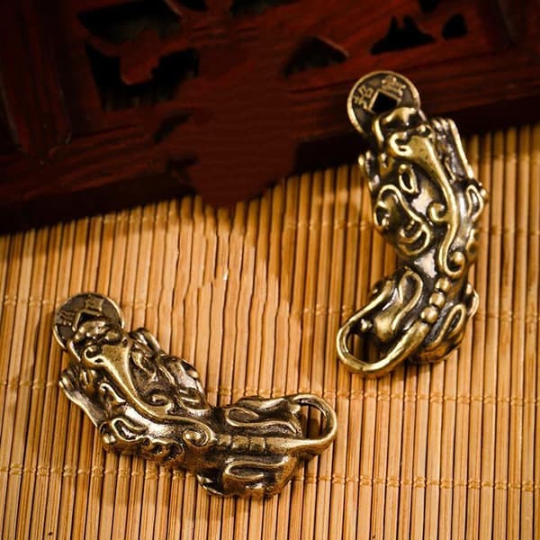 Kobber Mythisk Væsen Pixiu Miniature Figurer Ornamenter Messing A2