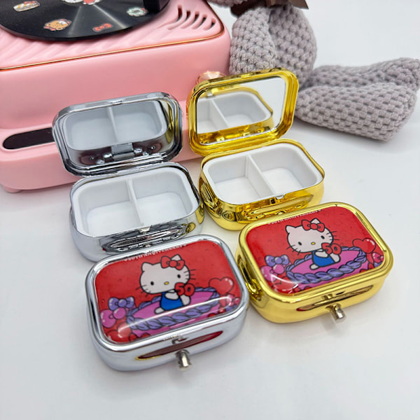 Bärbar Pillbox Smyckeskrin Case Multifunktion H