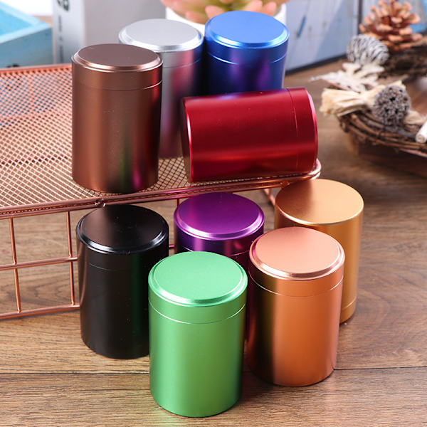 Mini metallåda förvaring aluminium teburk resebar burk socker Gold