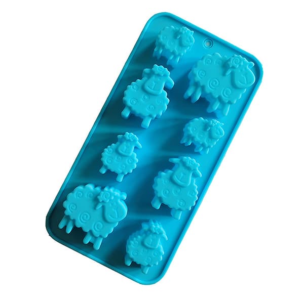 8 Huller Får Dyreformet Silikoneform DIY Candy Biscuit Jel Blue