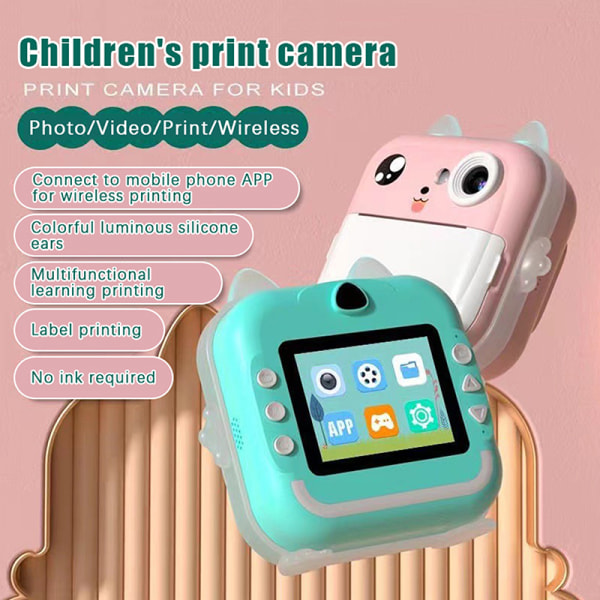 Digitaalinen lastenkamera valokuvaukseen Instant Print Photo Kid Pink