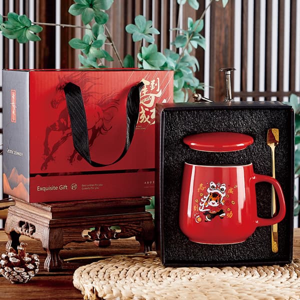 400 ml keramisk mugg presentset handhållen kaffe-/tekopp med sked T White