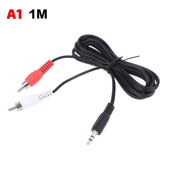 3,5 mm jack til 2 RCA stereo 3,5 mm han til 2RCA han koaksial Aux 100CM