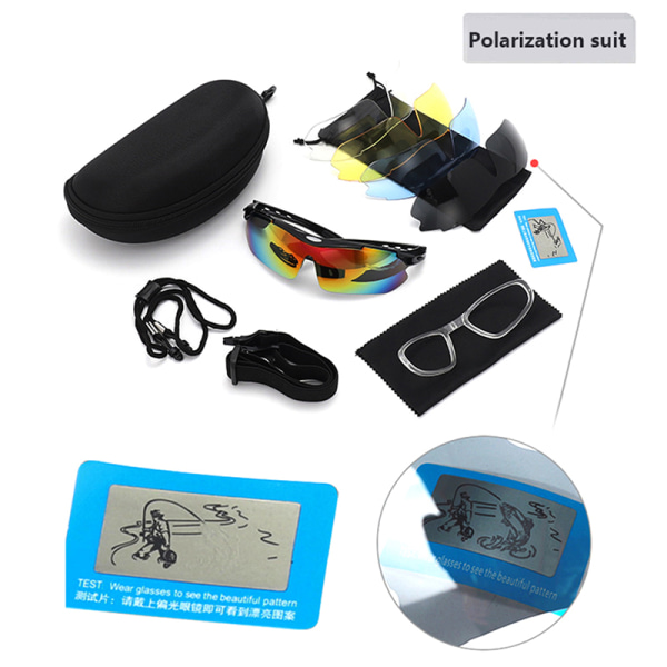 Polarized Sports Men Solbriller Briller Sykkel Riding Protec black