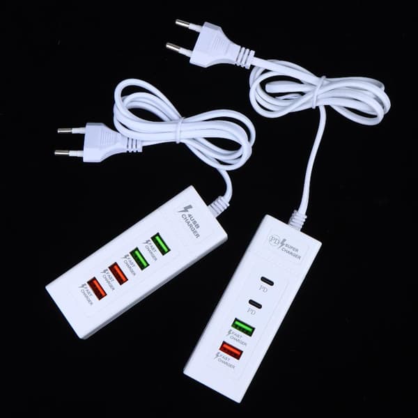 1 stk USB C-lader strømskinne med flere porter for rask lading 4USB EU