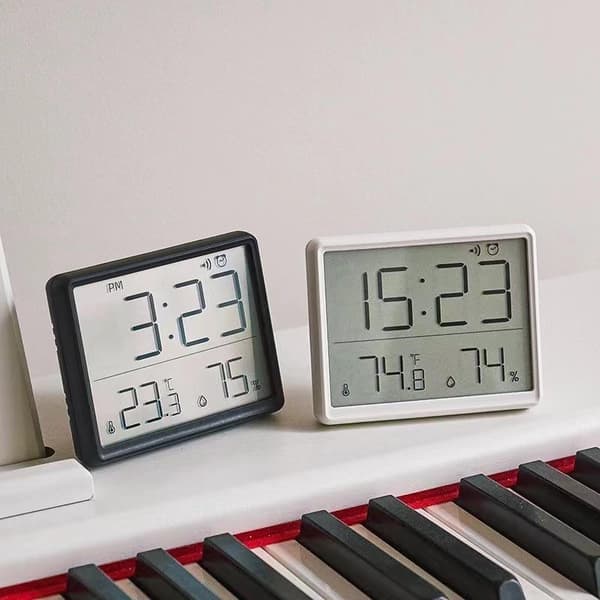 Ultratunn väckarklocka LCD digital temperatur- och luftfuktighetsklocka D A