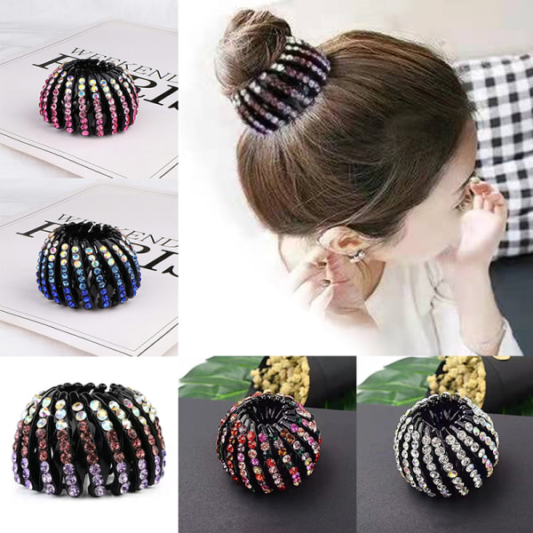 Naisten tekojalokivi Claw High Ponytail Clip Kiinteä solki Claw Clip Multicolor