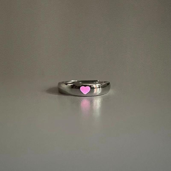 Muoti Love Heart Luminous Couple Ring Muoti Pariskuntakorut Pink