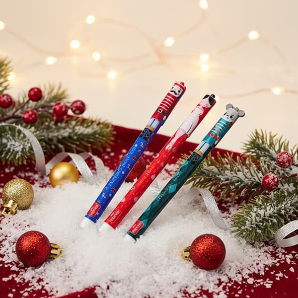 1/3 stk. viskelærpenner juleutgavepenner med viskelær 3pcs set
